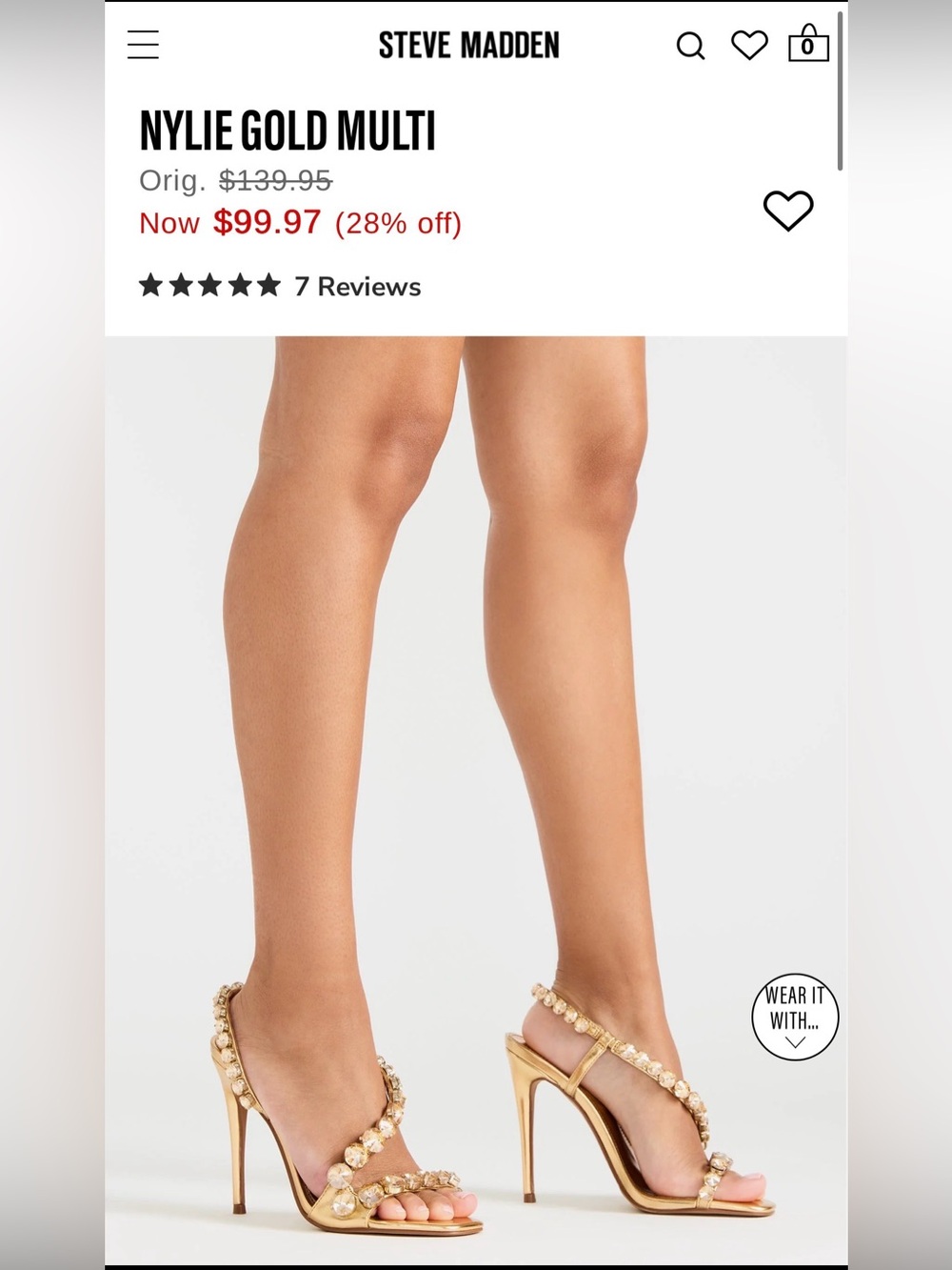 Steve Madden Gold Crystal-Strap Stiletto Sandals